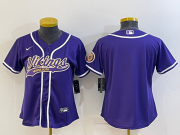 Wholesale Cheap Women's Minnesota Vikings Blank Purple With Patch Cool Base Stitched Baseball Jersey