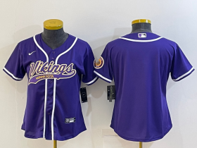 Wholesale Cheap Women\'s Minnesota Vikings Blank Purple With Patch Cool Base Stitched Baseball Jersey