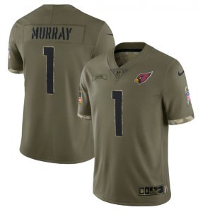 Wholesale Cheap Men\'s Arizona Cardinals #1 Kyler Murray 2022 Olive Salute To Service Limited Stitched Jersey