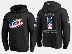 Wholesale Cheap Hurricanes #5 Noah Hanifin NHL Banner Wave Usa Flag Black Hoodie