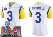 Wholesale Cheap Men's Los Angeles Rams #3 Odell Beckham Jr Limited White Alternate 2022 Super Bowl LVI Bound Vapor Jersey