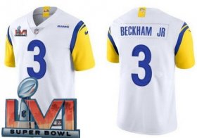 Wholesale Cheap Men\'s Los Angeles Rams #3 Odell Beckham Jr Limited White Alternate 2022 Super Bowl LVI Bound Vapor Jersey