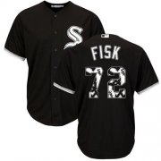 Wholesale Cheap White Sox #72 Carlton Fisk Black Team Logo Fashion Stitched MLB Jersey