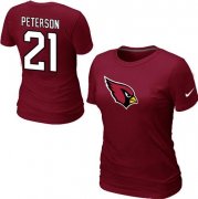 Wholesale Cheap Women's Nike Arizona Cardinals #21 Patrick Peterson Name & Number T-Shirt Red