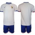 Cheap Men's France Blank White 2024-25 Away Soccer Jersey Suit