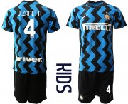 Wholesale Cheap Youth 2020-2021 club Inter Milan home 4 blue Soccer Jerseys