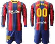 Wholesale Cheap Men 2020-2021 club Barcelona home long sleeve customized red Soccer Jerseys