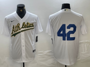 Cheap Men's Oakland Athletics #42 Jackie Robinson White Cool Base Stitched Baseball Jersey