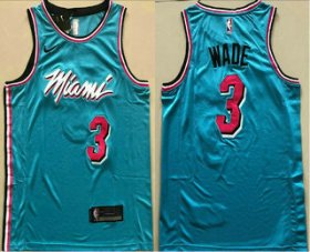 Wholesale Cheap Men\'s Miami Heat #3 Dwyane Wade Light Blue 2019 City Edition AU Swingman ALL Stitched NBA Jersey
