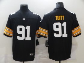 Wholesale Cheap Men\'s Pittsburgh Steelers #91 Stephon Tuitt Black 2017 Vapor Untouchable Stitched NFL Nike Throwback Limited Jersey