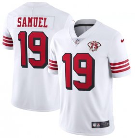 Wholesale Cheap Nike 49ers 19 Deebo Samuel White 75th Anniversary Color Rush Vapor Untouchable Limited Jersey