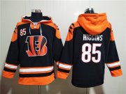 Wholesale Cheap Men's Cincinnati Bengals #85 Tee Higgins Orange Black Ageless Must-Have Lace-Up Pullover Hoodie