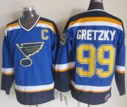 Wholesale Cheap Blues #99 Wayne Gretzky Light Blue CCM Throwback Stitched NHL Jersey