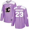 Wholesale Cheap Adidas Flames #23 Sean Monahan Purple Authentic Fights Cancer Stitched Youth NHL Jersey