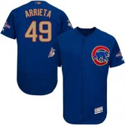 Wholesale Cheap Cubs #49 Jake Arrieta Blue Flexbase Authentic 2017 Gold Program Stitched MLB Jersey