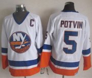 Wholesale Cheap Islanders #5 Denis Potvin White CCM Throwback Stitched NHL Jersey