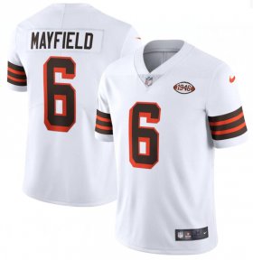 Wholesale Cheap Nike Browns 6 Baker Mayfield White 1946 Collection Alternate Vapor Limited Jersey