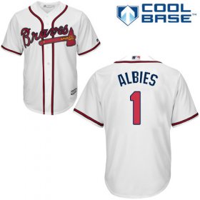 Wholesale Cheap Braves #1 Ozzie Albies White New Cool Base Stitched MLB Jersey
