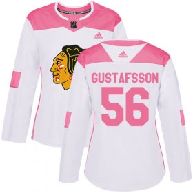 Wholesale Cheap Adidas Blackhawks #56 Erik Gustafsson White/Pink Authentic Fashion Women\'s Stitched NHL Jersey