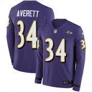 Wholesale Cheap Nike Ravens #34 Anthony Averett Purple Team Color Men's Stitched NFL Limited Therma Long Sleeve Jersey