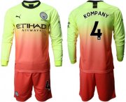 Wholesale Cheap Manchester City #4 Kompany Third Long Sleeves Soccer Club Jersey