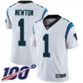 Wholesale Cheap Nike Panthers #1 Cam Newton White Youth Stitched NFL 100th Season Vapor Limited Jersey