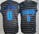 Wholesale Cheap Oklahoma City Thunder #0 Russell Westbrook Gray With Black Pinstripe Jersey
