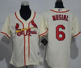 Wholesale Cheap Cardinals #6 Stan Musial Cream Alternate Women\'s Stitched MLB Jersey