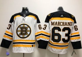 Wholesale Cheap Adidas Bruins #63 Brad Marchand White Road Authentic Stitched NHL Jersey