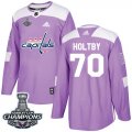 Wholesale Cheap Adidas Capitals #70 Braden Holtby Purple Authentic Fights Cancer Stanley Cup Final Champions Stitched NHL Jersey