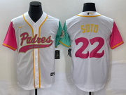 Wholesale Cheap Men's San Diego Padres #22 Juan Soto White NEW 2023 City Connect Cool Base Stitched Jersey