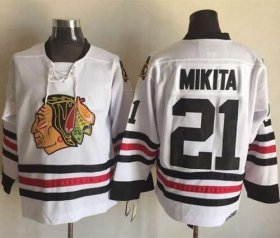 Wholesale Cheap Blackhawks #21 Stan Mikita White CCM Throwback Stitched NHL Jersey