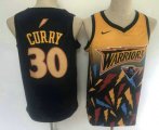 Wholesale Cheap Men's Golden State Warriors #30 Stephen Curry Black with Yellow Salute Nike Swingman Stitched NBA Jersey