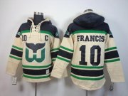 Wholesale Cheap Whalers #10 Ron Francis Cream Sawyer Hooded Sweatshirt Stitched NHL Jersey