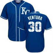 Wholesale Cheap Royals #30 Yordano Ventura Royal Blue Team Logo Fashion Stitched MLB Jersey