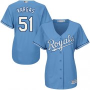 Wholesale Cheap Royals #51 Jason Vargas Light Blue Alternate Women's Stitched MLB Jersey