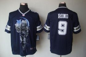 Wholesale Cheap Nike Cowboys #9 Tony Romo Navy Blue Team Color Men\'s Stitched NFL Helmet Tri-Blend Limited Jersey