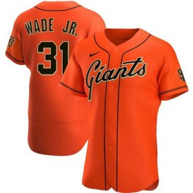 Wholesale Cheap Men\'s San Francisco Giants #31 LaMonte Wade Jr Orange 2021 Alternate Jersey