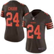 Wholesale Cheap Nike Browns #24 Nick Chubb Brown Women's Stitched NFL Limited Rush Jersey