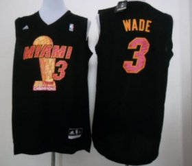 Wholesale Cheap Miami Heat #3 Dwyane Wade 2013 NBA Champions Black Fashion Jersey