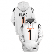 Wholesale Cheap Men's White Cincinnati Bengals #1 Ja'Marr Chase 2021 Pullover Hoodie