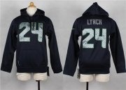 Wholesale Cheap Nike Seahawks #24 Marshawn Lynch Steel Blue Youth Player NFL Hoodie