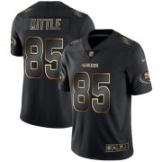 Wholesale Cheap Nike 49ers #85 George Kittle Black/Gold Men's Stitched NFL Vapor Untouchable Limited Jersey