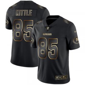 Wholesale Cheap Nike 49ers #85 George Kittle Black/Gold Men\'s Stitched NFL Vapor Untouchable Limited Jersey