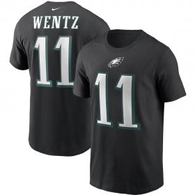 Wholesale Cheap Philadelphia Eagles #11 Carson Wentz Nike Team Player Name & Number T-Shirt Black