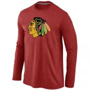 Wholesale Cheap NHL Chicago Blackhawks Big & Tall Logo Long Sleeve T-Shirt Red