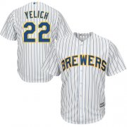Wholesale Cheap Brewers #22 Christian Yelich White(Blue Strip) New Cool Base Stitched MLB Jersey