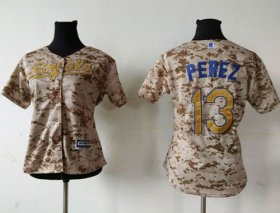 Wholesale Cheap Royals #13 Salvador Perez Camo Women\'s Fashion Stitched MLB Jersey