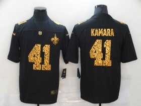 Wholesale Cheap Men\'s New Orleans Saints #41 Alvin Kamara Black Leopard Print Fashion Vapor Limited Nike NFL Jersey