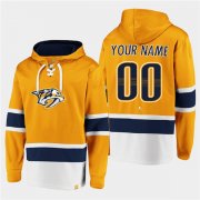 Wholesale Cheap Men's Nashville Predators Active Player Custom Gold Ageless Must-Have Lace-Up Pullover Hoodie